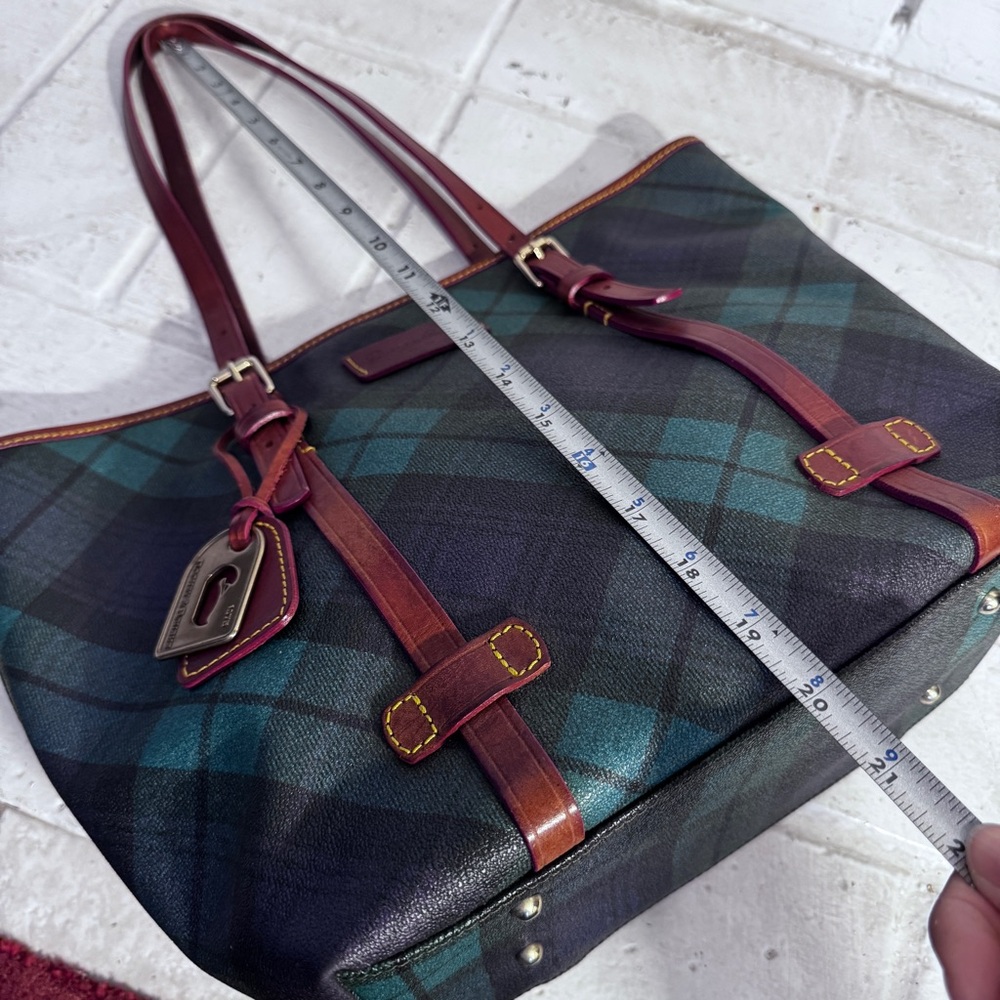 DOONEY & BOURKE Green Multicolor Plaid Leather Handbag /Shoulder Bag - Picture 14 of 15